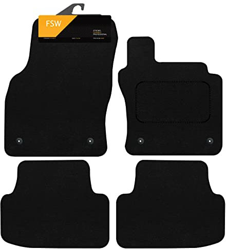 FSW - Car Floor Mats Fits Volkswagen Golf MK7 2013-2019 - Black Carpet - Anti Slip Mat - Non Slip Car Floor Mat Fitted With Clips - 4 Pc Floor Mat Only