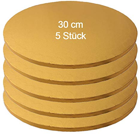 Mytortenland Tortenplatte/Cake Board Rund Gold 30 cm 5 Stück