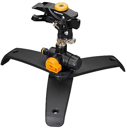 Fiskars Arroseur à Pulsations XL, Valve on/off, avec contrôle du Schémé de Pulvérisation et contrôle de la Rotation, taille universelle, portée de Ø 26 m, 600 g, noir/orange, 1027050