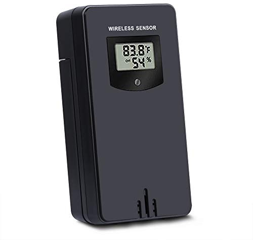 Kalawen Trasmettitore Sensore Meteo Esterno Wireless Temperature umidità per Stazione Meteorologica e Orologio Proiezione Soffitto, Nero