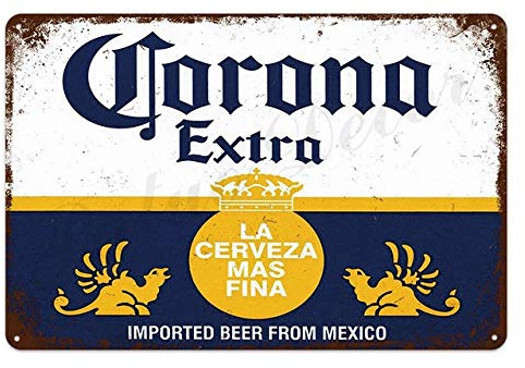 Hisimple Corona Extra Beer Poster-Cover, Wanddekoration, Metallschild im Vintage-Look, für Pub, Bar, WC, zu Hause, Strand, Wohnzimmer, Dekoration, Blechschilder