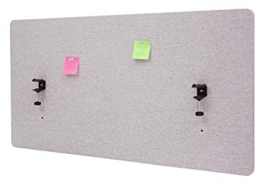 Mendler Akustik-Tischtrennwand HWC-G75 Stoff/Textil - 60x120cm grau | Büro-Sichtschutz, Schreibtisch, Pinnwand, doppelwandig