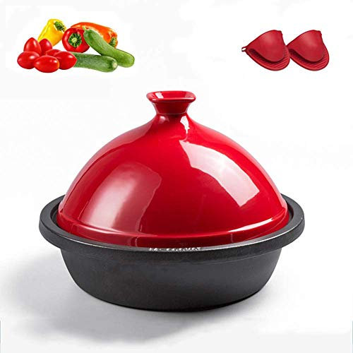 Sywlwxkq Tagine Olla de Cocina, Olla Taji de Hierro Fundido, Olla Japonesa, Olla de Barro de cerámica, Olla de arroz, Olla de Sopa esmaltada, Cocina de inducción de Gas Fundido para el hoga
