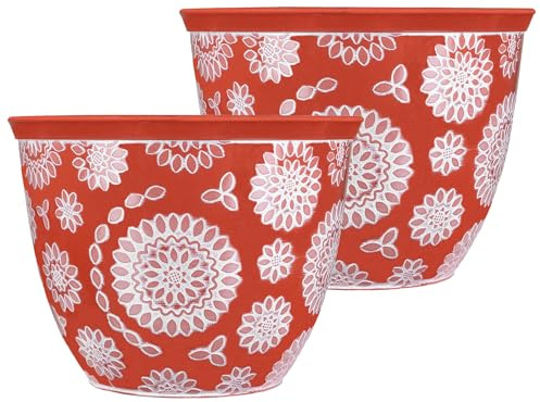 SG Traders Pack Of 2 X-Large Plastic Round Chengdu Garden Plant Pots Planter Indoor Outdoor Pots Top Diameter Flower Pot with Drainage Holes, Beautiful Planters for Your Garden Needs (30, 36, 40cm)