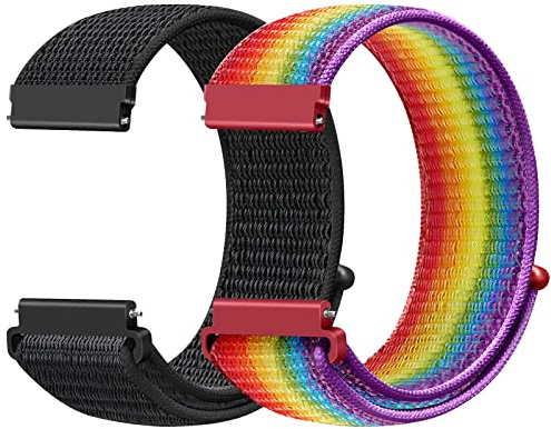 20mm Nylon Sport Armband Kompatibel mit Samsung Galaxy Watch 7 6 5 4 40mm 44mm/Garmin Vívoactive 6/5/3/3 Music/Forerunner 570 42mm/55/158/165/245/645/Amazift Active 2/Active/T-Rex 3 Pro 44mm