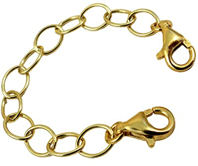 Sicherheitskette 925 Silber, Gold & Roségold, 7,5 cm, 2 Karabiner | gefertigt in Deutschland, nickelfrei & allergiefrei, zusätzliche Sicherung für Halskette, Armband & Fußkette