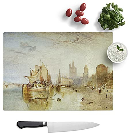 The Arrival of A Packet Boat by Joseph Mallord William Turner - Textured Chopping Board - Worktop Saver - Cutting Board - Heat Resistant, Shatterproof and Hygenic - 39 x 28.5 cm