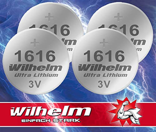 4 x CR1616 CR 1616 WILHELM Lithium Knopfzelle 3V 55mAh ø16 x 1,6 mm Batterie DL1616
