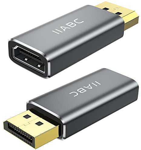 IIABC Displayport to HDMI Adapter 2-Pack 4K 24K Gold Plated Displayport DP to HDMI Female Converter，Uni-Directional Display Port to HDMI Converter Compatible for Lenovo, HP, Dell &More- Grey