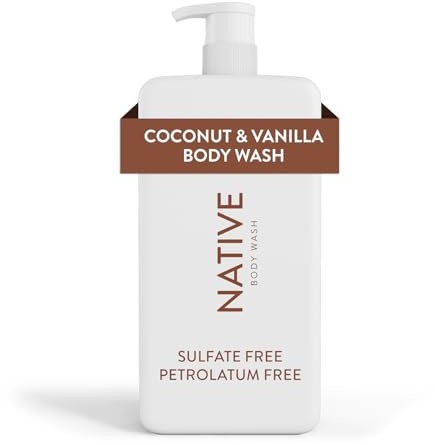 Native Gel de ducha para mujeres y hombres, sin sulfatos ni colorantes, jabón corporal unisex con aroma a coco y vainilla, limpieza suave con ingredientes de origen natural, 1 l