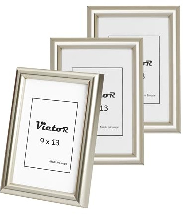 VictoR Bilderrahmen silber 9x13 cm - 3er Set - David - Leiste 14x17mm - Fotorahmen vintage - Shabby Chic Deko - Bilderrahmen 9x13 silber