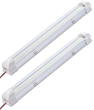 Bellanny 2×108 LED Innenbeluchtung, 12V 6W LED Leiste mit ON/Off Schalter, 6500K Auto Innenleuchte LED Leselampe Leuchtstofflampe Schrankleuchten für Auto Wohnmobil Van Bus Caravan Boat Küche Bad