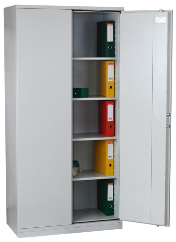 Feuerschutz, Stahlbüroschrank, Aktenschrank Dokumentenschrank | Feuerschutzisolierung nach DIN 4102 | Schlüsselschloss | (55 Ordner: H1950xB950x500mm)