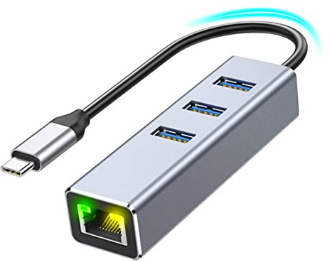 Adaptador Ethernet USB C, adaptador de puerto LAN RJ45 tipo C a Gigabit Ethernet, divisor de hub USB con puerto de red de 1000 Mbps para MacBook Pro/Air, SurfaceBook, computadora, más (USB-C)
