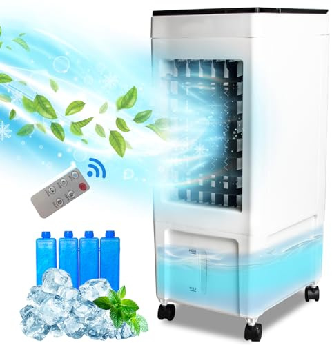 Bonplus BP | Aire acondicionado portátil | Enfriador de aire | Ventilador de aire acondicionado | 3 velocidades | Enfriamiento | Tanque 8L | Oscilación | Control remoto