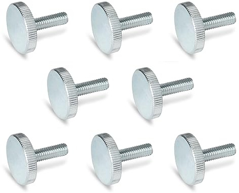 Ganter standardelement | platta räfflade skruvar | räfflade skruvar (låg form) | DIN 653-M4-20-ZB | 8 stycken | galvaniserat stål | gänga: M4 x 20