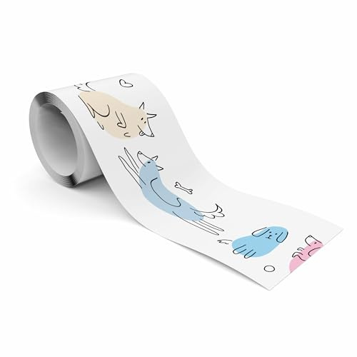 Muralo Bordüre Selbstklebend Pastellfarbene Hunde, Wandbordüre - 10x300 cm | Tapetenbordüre, Modernes Design, UV-beständig, halbmatt, glatt und abriebfest - ideal für das Kinderzimmer