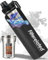 Alkalische Wasserflasche Edelstahl Wasserstoff Wasserflasche mit mikroporösem Filter Alkaline Water Bottle mit Sportdeckel 800 ml, PH 9+ (Schwarz)