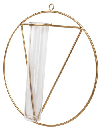 PRETYZOOM Glasvase Wandvase Blumenarrangementbehälter Goldrand Rund Modern Home Deko Wasserpflanzgefäß