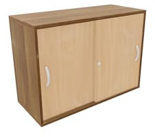 Geramöbel Anstell-Schiebetürenschrank mit Mittelseite, 2 Dekor-Einlegeböden, mit Stellfüßen, abschließbar, 1000x425x720, Buche/Nussbaum
