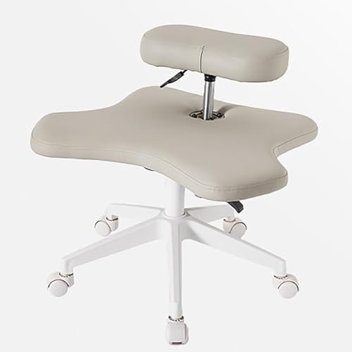 MIDUOLAI Bürostuhl mit gekreuzten Beinen, Meditationshocker zum Sitzen, Ergonomisch, Verstellbar, Kniestuhl für Kinder und Erwachsene, Stuhl mit gekreuzten Beinen,Beige,Plated Legs