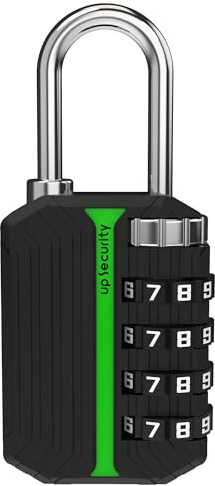 UP Security Combo Lock for Gym Locker, 4 Digit Combination Locks for Locker, Travel Suitcase Luggage Padlock, Pad Lock with Code for Cabinet, Storage Unit, Box, Fence Gate (Luminous, Black)