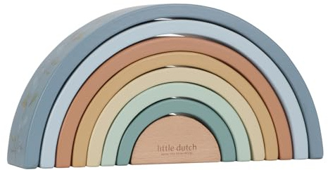 Little Dutch Regenbogen Holz Steckspiel Stapelspiel Motorikspielzeug blau - Forest Friends