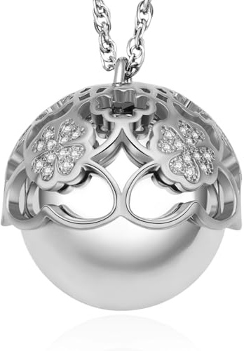 Dada Gioielli Collar Llamador de Ángeles Embarazo Suerte con Trébol | Decorado con Circonitas, Cadena de Acero, Ajustable 90+10 cm, Suerte