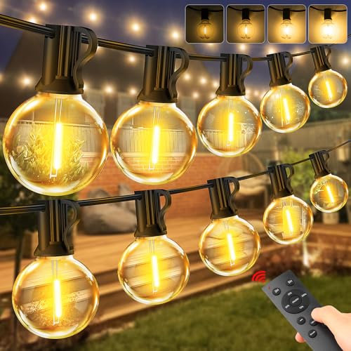 Lichterkette Außen LED Strom Fernbedienung 45m 150 FT G40 Lichterketten Outdoor mit Glühbirnen Aussen IP44 Wetterfest Aussenlichterkette Retro Lights Birnen für Party Terrasse Biergarten Pavillon