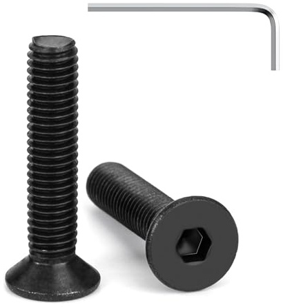 Tunejoy Tornillos de Cabeza Avellanada M5 x 25 mm Negro Tornillo Avellanado Hexagonal de Acero Inoxidable A2 V2A Norma DIN 7991 con llave Allen Rosca Completa 20 Piezas