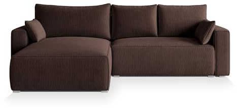 Masseno Ecksofa FORIL P mit Schlaffunktion L-Form, Sofa mit Bettkasten, Wohnzimmersofa, Couch, Soffa, Bettsofa, Couchgarnitur- Braun, POSO 06