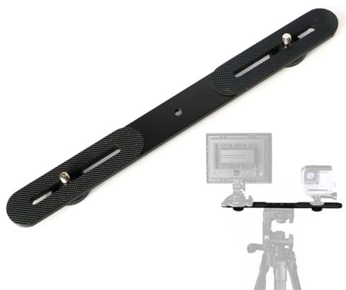 RALSPEC Support de flash double pour appareil photo numérique avec filetage 6,35 mm - Double trépied - Barre coulissante de 27 cm pour flash reflex numérique LED