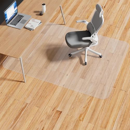 WASJOYE Office Chair Mat for Hardwood Floor, Large Chair Mat 152x117cm, Floor Protector PVC Clear for Home Office Floor Mat Desk ChairMat- Can't be Used on Carpet