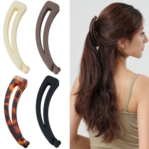 4 Stück Groß Bananen Haarspange Vintage Bananenspange Pferdeschwanz Haarklammer Dickes Haar Banana Clip Thick Hair für Damen