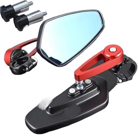 Motorrad Rückspiegel Für Für Z650 Für Z400 Z750 Z800 Für Z900 Z1000 1 Paar Motorrad-Rückspiegel Universal-Scooter-Lenkerspiegel Lenkerendenspiegel(Red)