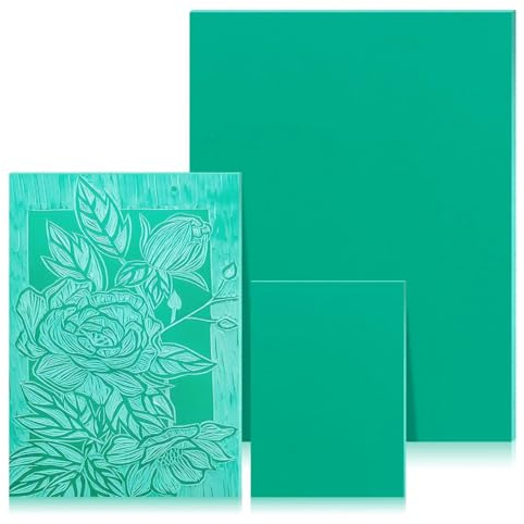 Nuyoah Timbri in gomma per stampa linoleum, set di piastre per timbri in gomma ecologica, di sicurezza, stampa precisa per grafica da stampa, artigianato, progetti fai da te (1A4+1A5+1A6)