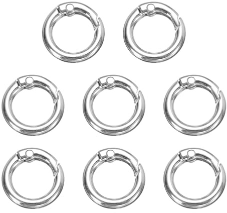 QUARKZMAN 8 Stück 13mm Frühling O Ring Clip, Metall Feder Karabiner Schlüsselring, Runder Schlüsselanhänger Schnappverschluss Zubehör für Geldbörse DIY Handwerk, Silber