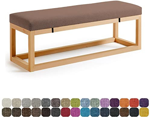 Auflage für Terrassenbank, 109,2 x 30,5 x 3,3 cm, für Innenmöbel, Gartensofa, Couch, Schaukelstuhl, Kissen mit Gummibändern, Farbe #18, Rotbraun