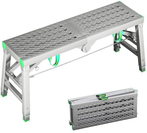 Andamio Plegable portátil de Altura Ajustable para mejoras del hogar, Herramientas de andamio telescópico de Metal para Pintar Paneles de Yeso, Limpiar Ventanas, 140 cm de Altura.