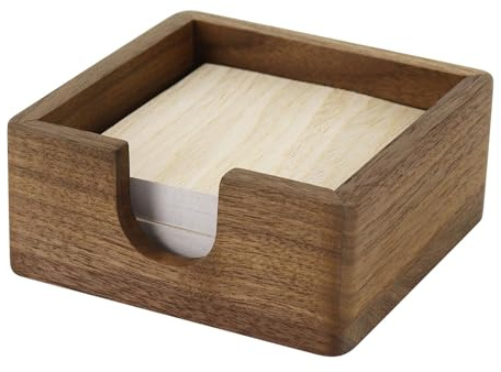 Sticky Note Holder, Walnut Wood Self Stick Note Pad Holders with Non-Slip Base, Cube Paper Holder Desk Organiser, Memo Pad Holder, Small Note Dispenser for Home Office Decor (Black Walnut Wood)