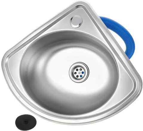 Cabilock Single Bowl Stainless Steel Rv Sink Corner Sink for Kitchen Compact Design Wash Basin Outdoor Rv Vegetable