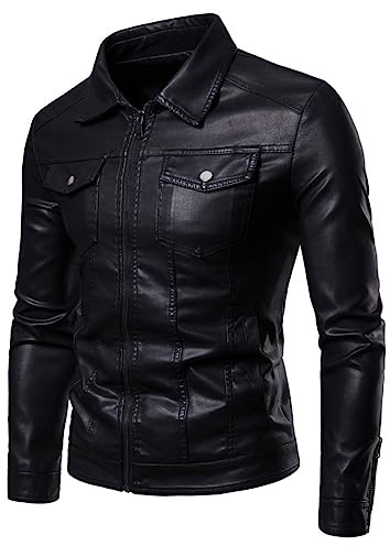Giubbotto Pelle Uomo, Vintage Giacca da Moto in Ecopelle con Cerniera Autunnale Invernale Bomber Giacca on Zip Giubbotto Antivento Motociclista Giubbotto Moto Estivo Giacca Antivento Giacche da Moto