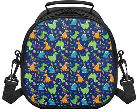 Yspwyqan Borsa termica per il pranzo per bambini, con stampa di dinosauri, per mantenere freddi cibi e bevande, 21 x 22 x 13 cm, borsa per il pranzo a doppio isolamento, perfetta per la scuola materna