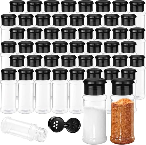 SWHCM 50 Stück Gewürzdosen, 100ml gewürzstreuer Kunststoff Gewürzdose Transparent Gewürzbehälter Gewürze organizer für Küche, Schublade, Gewürzregal, Camping