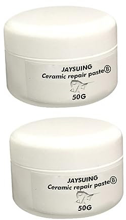 GALPADA Kit De Réparation De Carrelage Céramique – Colle De Réparation 2 Composants Rapide – Pâte à Fissures Blanche Pour Lavabo, Toilettes Et Porcelaine – Usage Domestique Et Bricolage