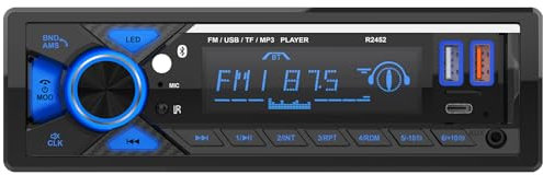 RDS Autoradio Bluetooth,CENXINY Poste Radio Voiture Bluetooth avec Port de Charge Type-C, éclairage LED,FM 1Din Autoradio avec 7 éclairages colorés/2 lecteurs USB/AUX/SD/MP3