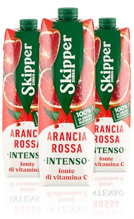 Zuegg Skipper Succo di Frutta Gusto Arancia Rossa, Bevanda all’Arancia Rossa, Fonte di Vitamina C, Contenuto di Frutta 20% - Senza Glutine, 100% Ingredienti di Origine Naturale (3x1L)