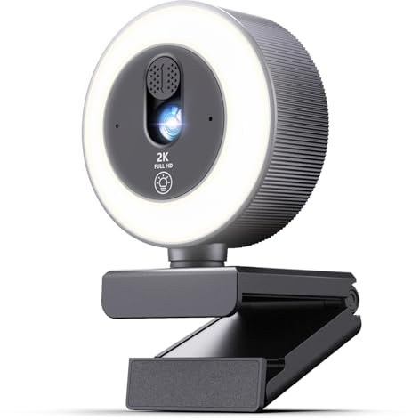 Acso 2K HD Webcam for PC with Microphone& Light, Auto Light Correction, Noise Cancellation, Privacy Cover, Plug & Play USB Webcam for Laptop, Desktop, PC, Mac, Zoom, Skype, Streaming