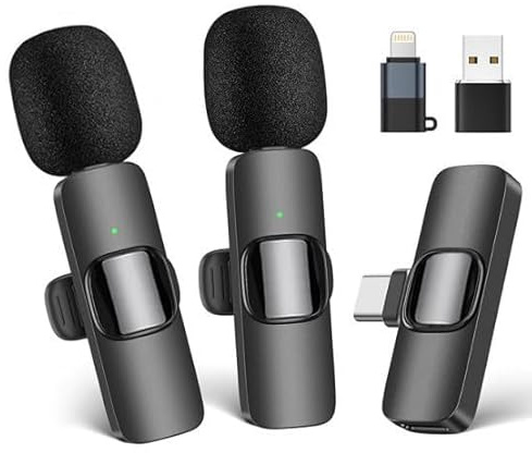 HUACAM Lavalier Microphone, Type-C, Lightning, USB Interface, Suitable for iOS, Android System Mobile Phones, Computers, Live Streaming, Online Courses, Conference Recording, Noise Reduction