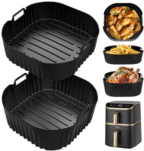 19-23CM Airfryer Silikonform Heißluftfritteuse, Airfryer Zubehör für Cosori 5.5L/6L/6.2L,Cosori 10.8L, Philips NA230, Ninja AF180 Heißluftfritteuse Zubehör Wiederverwendbar anstelle Backpapier.